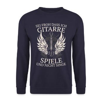 Gitarre Gitarrist Blues Gitarrenspieler Rock - Unisex Pullover - Navy - Vorne - Alina (178cm) & Michal (187cm)