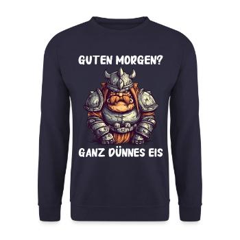 Deus Vult Kreuzritter Tempelritter Mittelalter - Unisex Pullover - Navy - Vorne - Alina (178cm) & Michal (187cm)