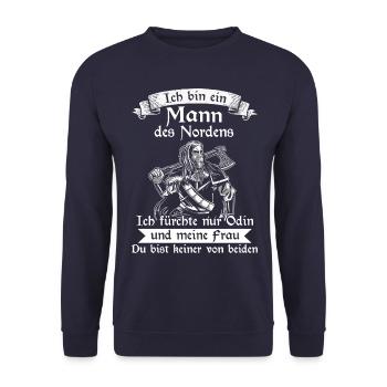Wikinger Nordisch Krieger Valhalla - Unisex Pullover - Navy - Vorne - Alina (178cm) & Michal (187cm)