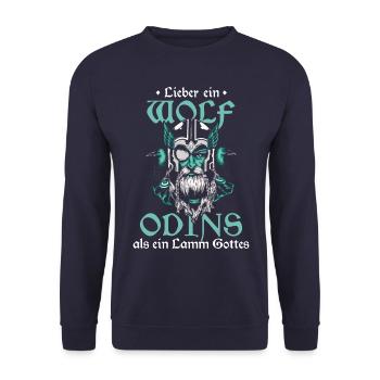 Wikinger Nordisch Krieger Valhalla - Unisex Pullover - Navy - Vorne - Alina (178cm) & Michal (187cm)