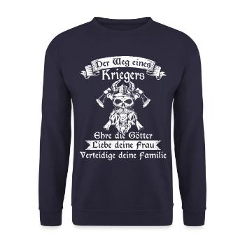 Wikinger Nordisch Krieger Valhalla - Unisex Pullover - Navy - Vorne - Alina (178cm) & Michal (187cm)