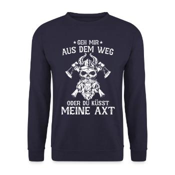 Wikinger Nordisch Krieger Valhalla - Unisex Pullover - Navy - Vorne - Alina (178cm) & Michal (187cm)