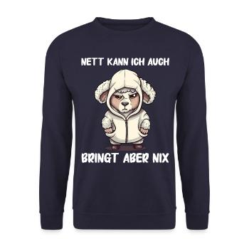 Schafe Schafherde Bauernhof Landwirt Schäfer - Unisex Pullover - Navy - Vorne - Alina (178cm) & Michal (187cm)