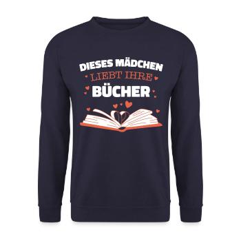 Buch Lesen Bücher Buch Nerd Bücherwurm - Unisex Pullover - Navy - Vorne - Alina (178cm) & Michal (187cm)