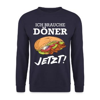 Döner Kebab Dönermann Essen - Unisex Pullover - Navy - Vorne - Alina (178cm) & Michal (187cm)