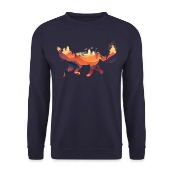Fuchs Füchse Wildtier Waldtier Rotfuchs - Unisex Pullover - Navy - Vorne - Alina (178cm) & Michal (187cm)