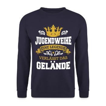 Jugendweihe Mädchen Junge Erwachsen - Unisex Pullover - Navy - Vorne - Alina (178cm) & Michal (187cm)