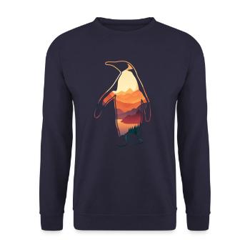 Pinguin Zwergpinguine Kaiserpinguin - Unisex Pullover - Navy - Vorne - Alina (178cm) & Michal (187cm)