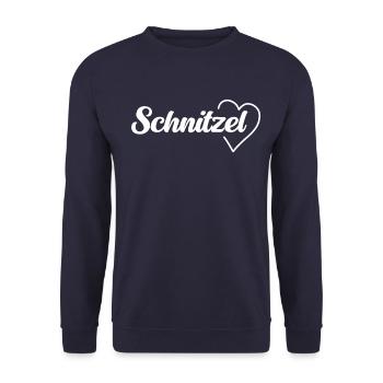 Wiener Schnitzel Plätzli Österreich Essen - Unisex Pullover - Navy - Vorne - Alina (178cm) & Michal (187cm)