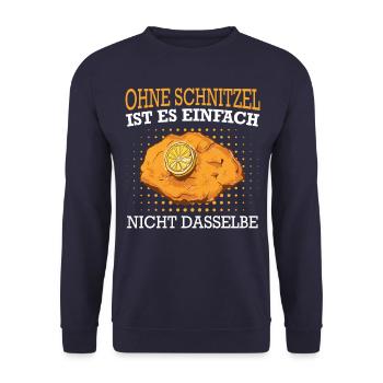 Wiener Schnitzel Plätzli Österreich Essen - Unisex Pullover - Navy - Vorne - Alina (178cm) & Michal (187cm)