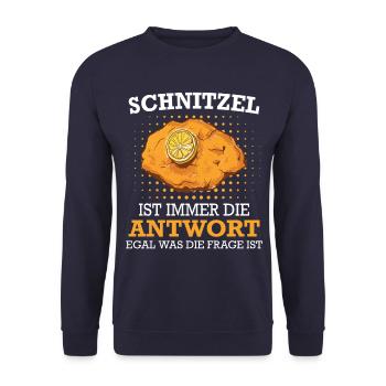 Wiener Schnitzel Plätzli Österreich Essen - Unisex Pullover - Navy - Vorne - Alina (178cm) & Michal (187cm)
