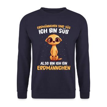 Erdmännchen Scharrtier Tier - Unisex Pullover - Navy - Vorne - Alina (178cm) & Michal (187cm)