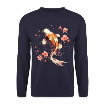 koi fish japanese carp pond fish koi - Unisex Sweatshirt - navy - Front - Alina (178cm) & Michal (187cm)