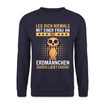Erdmännchen Scharrtier Tier - Unisex Pullover - Navy - Vorne - Alina (178cm) & Michal (187cm)