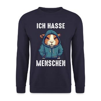 Meerschweinchen Kurzhaar Langhaar Crested - Unisex Pullover - Navy - Vorne - Alina (178cm) & Michal (187cm)