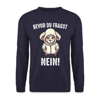 Schafe Schafherde Bauernhof Landwirt Schäfer - Unisex Pullover - Navy - Vorne - Alina (178cm) & Michal (187cm)