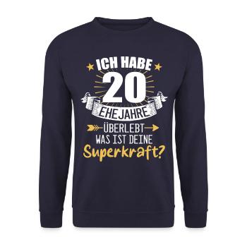20 Hochzeitstag Geschenk Ehejahre - Unisex Pullover - Navy - Vorne - Alina (178cm) & Michal (187cm)