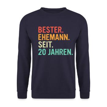 20 Hochzeitstag Geschenk Ehejahre - Unisex Pullover - Navy - Vorne - Alina (178cm) & Michal (187cm)