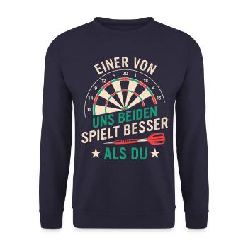 Dart Darts Dartspieler Dartsport - Unisex Pullover - Navy - Vorne - Alina (178cm) & Michal (187cm)