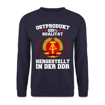 Ostdeutschland Osten Ossi DDR Heimat Ostblock - Unisex Pullover - Navy - Vorne - Alina (178cm) & Michal (187cm)