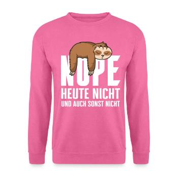 Faultier Faultiere Tier Schlafen Faul - Unisex Pullover - Pink - Vorne
