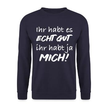 Lustig Witzig Funny Spruch Lustige Bekleidung - Unisex Pullover - Navy - Vorne - Alina (178cm) & Michal (187cm)