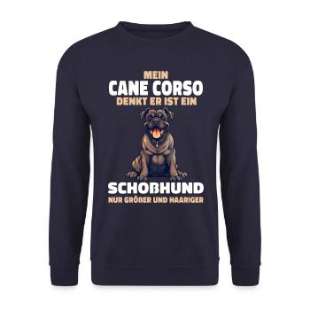 Cane Corso Italiano Hund - Unisex Pullover - Navy - Vorne - Alina (178cm) & Michal (187cm)