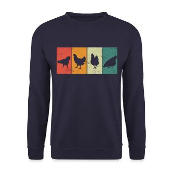Chicken Chickens Farmer Farmer Farm Rooster - Unisex Sweatshirt - navy - Front - Alina (178cm) & Michal (187cm)