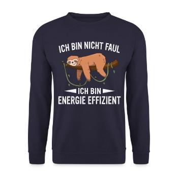 Faultier Faultiere Tier Schlafen Faul - Unisex Pullover - Navy - Vorne - Alina (178cm) & Michal (187cm)