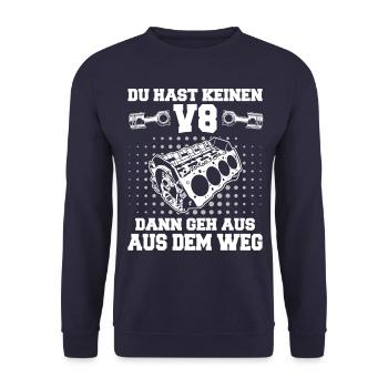 V8 Motor Acht Zylinder Hubraum Motor Tuning Tuner - Unisex Pullover - Navy - Vorne - Alina (178cm) & Michal (187cm)