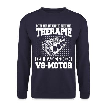 V8 Motor Acht Zylinder Hubraum Motor Tuning Tuner - Unisex Pullover - Navy - Vorne - Alina (178cm) & Michal (187cm)