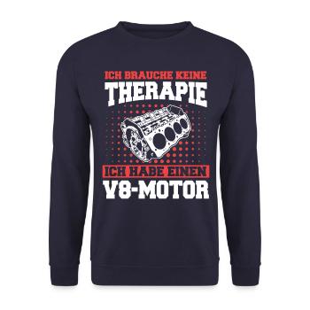 V8 Motor Acht Zylinder Hubraum Motor Tuning Tuner - Unisex Pullover - Navy - Vorne - Alina (178cm) & Michal (187cm)