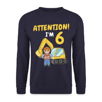 Cadeau 6 ans anniversaire garçon ou fille - Sweat-shirt Unisexe - marine - Devant - Alina (178cm) & Michal (187cm)