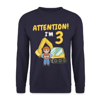 Cadeau 3 ans anniversaire garçon ou fille - Sweat-shirt Unisexe - marine - Devant - Alina (178cm) & Michal (187cm)