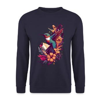 Hummingbird Hummingbird Bird Hummingbird Animal - Unisex Sweatshirt - navy - Front - Alina (178cm) & Michal (187cm)