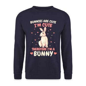 Hase Häschen Tier Haustier Hasen - Unisex Pullover - Navy - Vorne - Alina (178cm) & Michal (187cm)