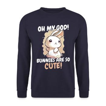Hase Häschen Tier Haustier Hasen - Unisex Pullover - Navy - Vorne - Alina (178cm) & Michal (187cm)