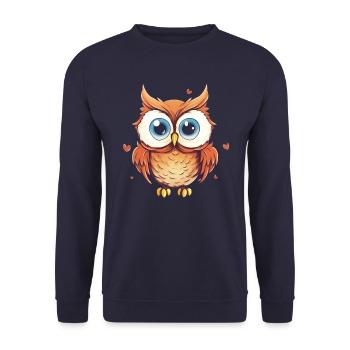 Night Owl Owl Owl Bird - Unisex Sweatshirt - navy - Front - Alina (178cm) & Michal (187cm)