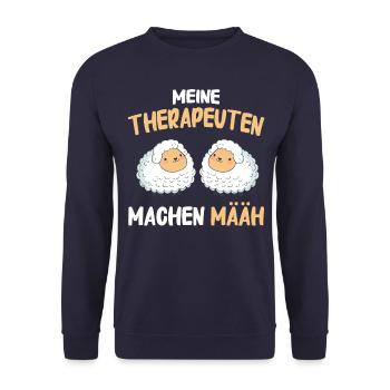 Schafe Schafherde Bauernhof Landwirt Schäfer - Unisex Pullover - Navy - Vorne - Alina (178cm) & Michal (187cm)