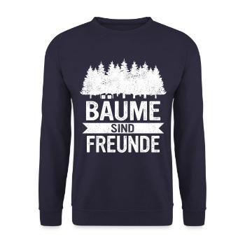 Baum Wald Bäume Natur Lustiger Spruch - Unisex Pullover - Navy - Vorne - Alina (178cm) & Michal (187cm)