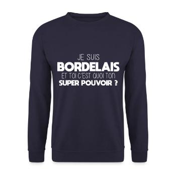 Bordeaux - Bordelais - Super Pouvoir - Humour - Sweat-shirt Unisexe - marine - Devant - Alina (178cm) & Michal (187cm)