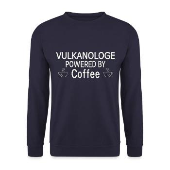 Vulkanologe Powered By Coffee Vulkanologie - Unisex Pullover - Navy - Vorne - Alina (178cm) & Michal (187cm)