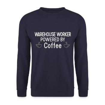 Warehouse Worker Powered By Coffee - Unisex Pullover - Navy - Vorne - Alina (178cm) & Michal (187cm)