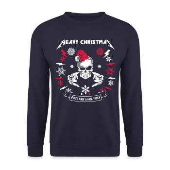 cadeau de vecteur personnalisé métal lourd noël - Sweat-shirt Unisexe - marine - Devant - Alina (178cm) & Michal (187cm)