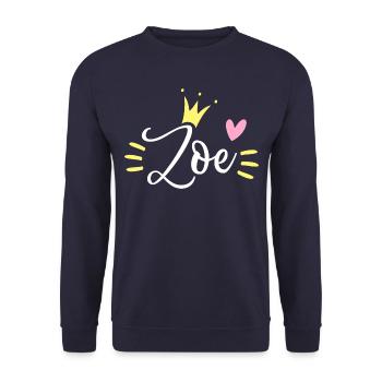 Couronne de prénom Zoé - Sweat-shirt Unisexe - marine - Devant - Alina (178cm) & Michal (187cm)