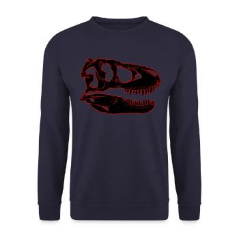 Tarbosaurus Fossil Schädel - Unisex Pullover - Navy - Vorne - Alina (178cm) & Michal (187cm)