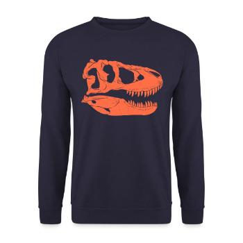 Tarbosaurus Fossil Skull - Unisex Sweatshirt - navy - Front - Alina (178cm) & Michal (187cm)