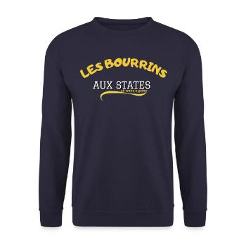 Les Bourrins AUX STATES - Sweat-shirt Unisexe - marine - Devant - Alina (178cm) & Michal (187cm)