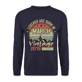 Les Légendes Sont Nées En Mars 2019 Cadeau Vintage - Sweat-shirt Unisexe - marine - Devant - Alina (178cm) & Michal (187cm)