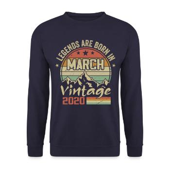 Les Légendes Sont Nées En Mars 2020 Cadeau Vintage - Sweat-shirt Unisexe - marine - Devant - Alina (178cm) & Michal (187cm)